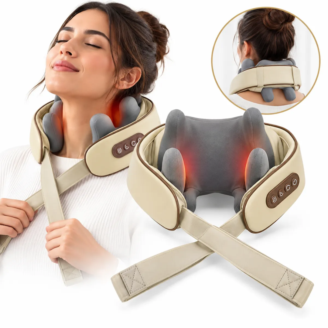 MASAJEADOR DE CUELLO Y HOMBROS RECARGABLE 10W CON AMASAMIENTO Y CONTROL INTEGRADO - 1