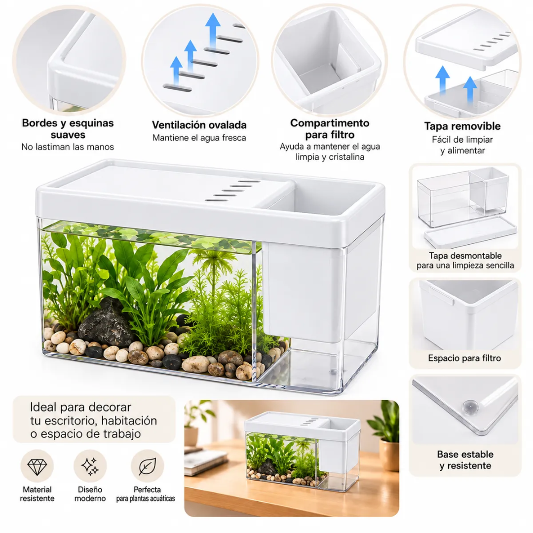 MINI ACUARIO DECORATIVO PARA PLANTAS ACUÁTICAS 17 X 8 X 10,5 CM - 3