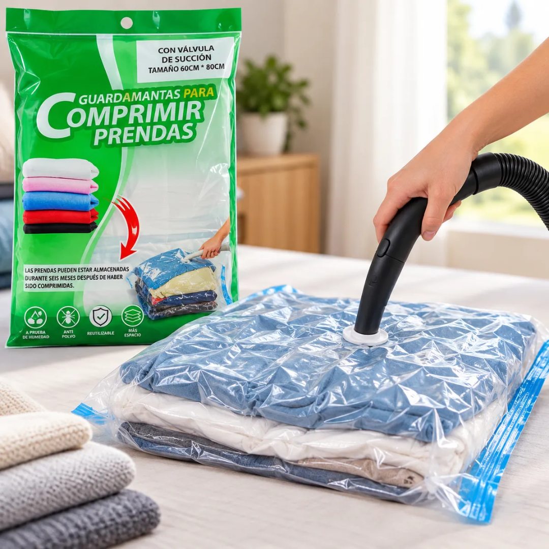 PACK X6 BOLSAS AL VACÍO PARA ROPA 60 X 80 CM CON VÁLVULA DE SUCCIÓN - 1
