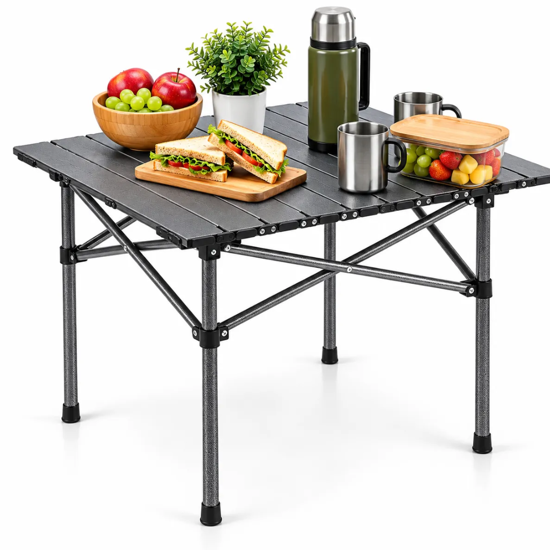 MESA PLEGABLE PORTÁTIL DE ACERO 50 X 50 CM PARA CAMPING, PICNIC Y EXTERIOR - 1