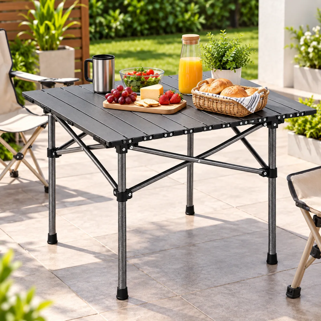 MESA PLEGABLE PORTÁTIL DE ACERO 50 X 50 CM PARA CAMPING, PICNIC Y EXTERIOR - 3