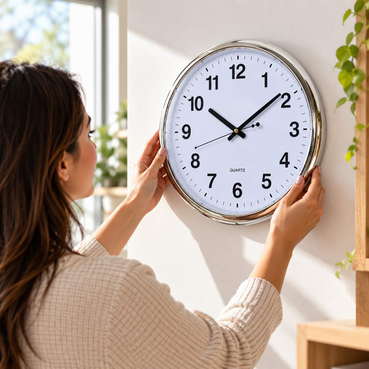 RELOJ DE PARED ANALÓGICO DE 40 CM CON NÚMEROS GRANDES, CARÁTULA BLANCA Y MARCO PLATEADO PARA UNA LECTURA CLARA. - 3