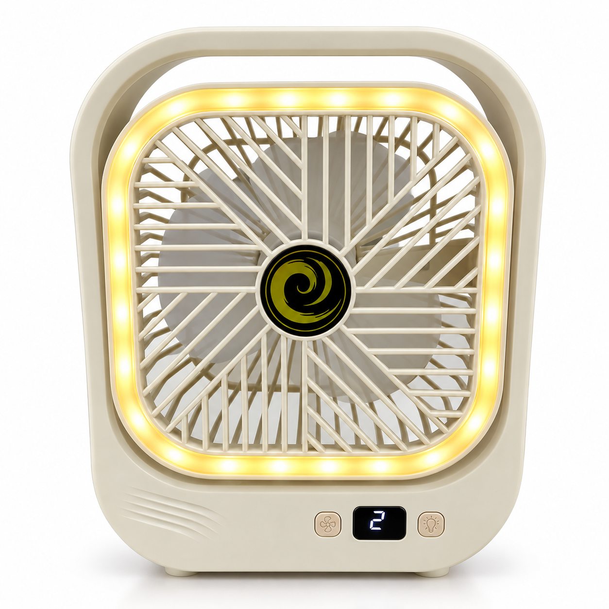 MINI VENTILADOR DE MESA CON LUZ LED Y PANTALLA DIGITAL 12 X 20 CM - 1
