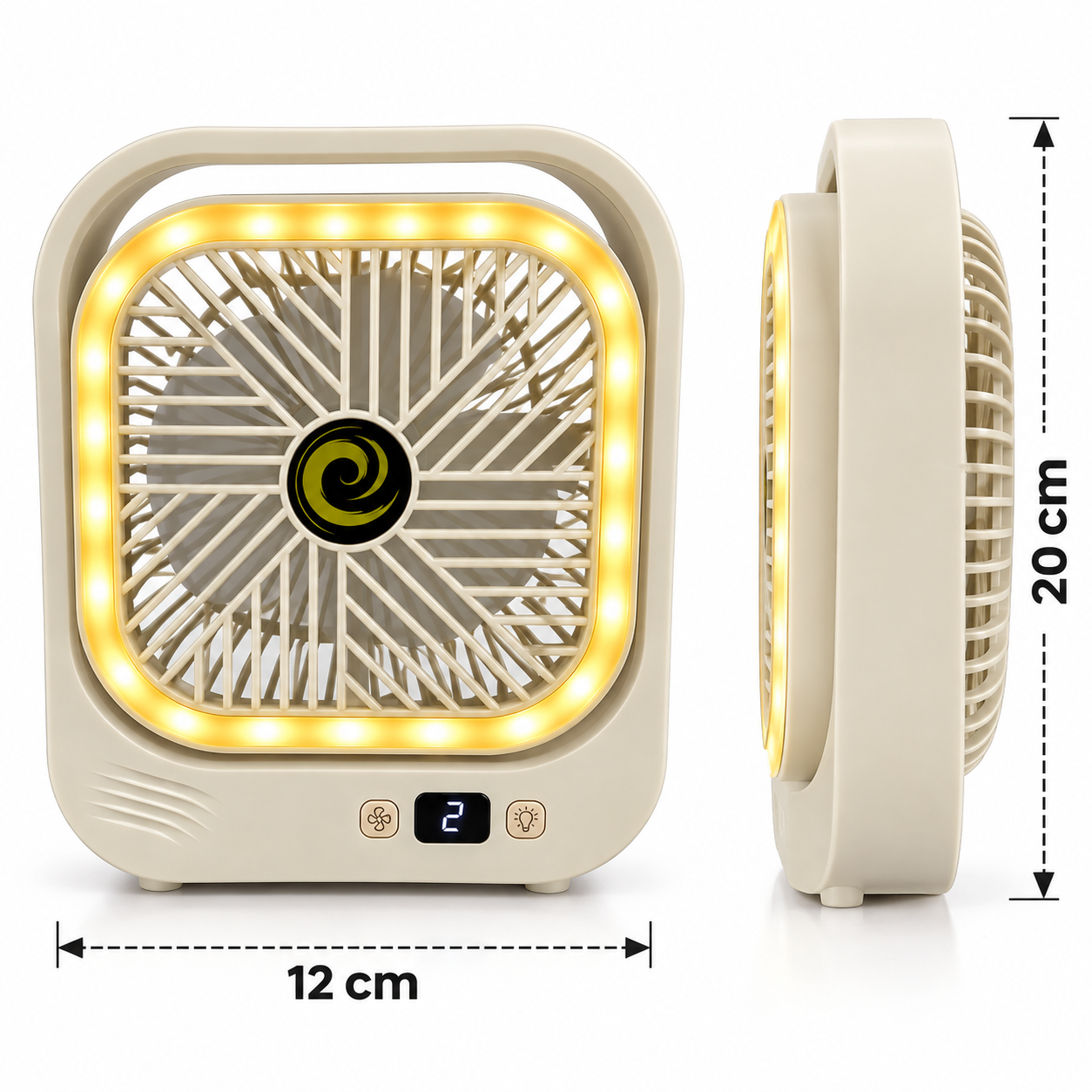 MINI VENTILADOR DE MESA CON LUZ LED Y PANTALLA DIGITAL 12 X 20 CM - 2