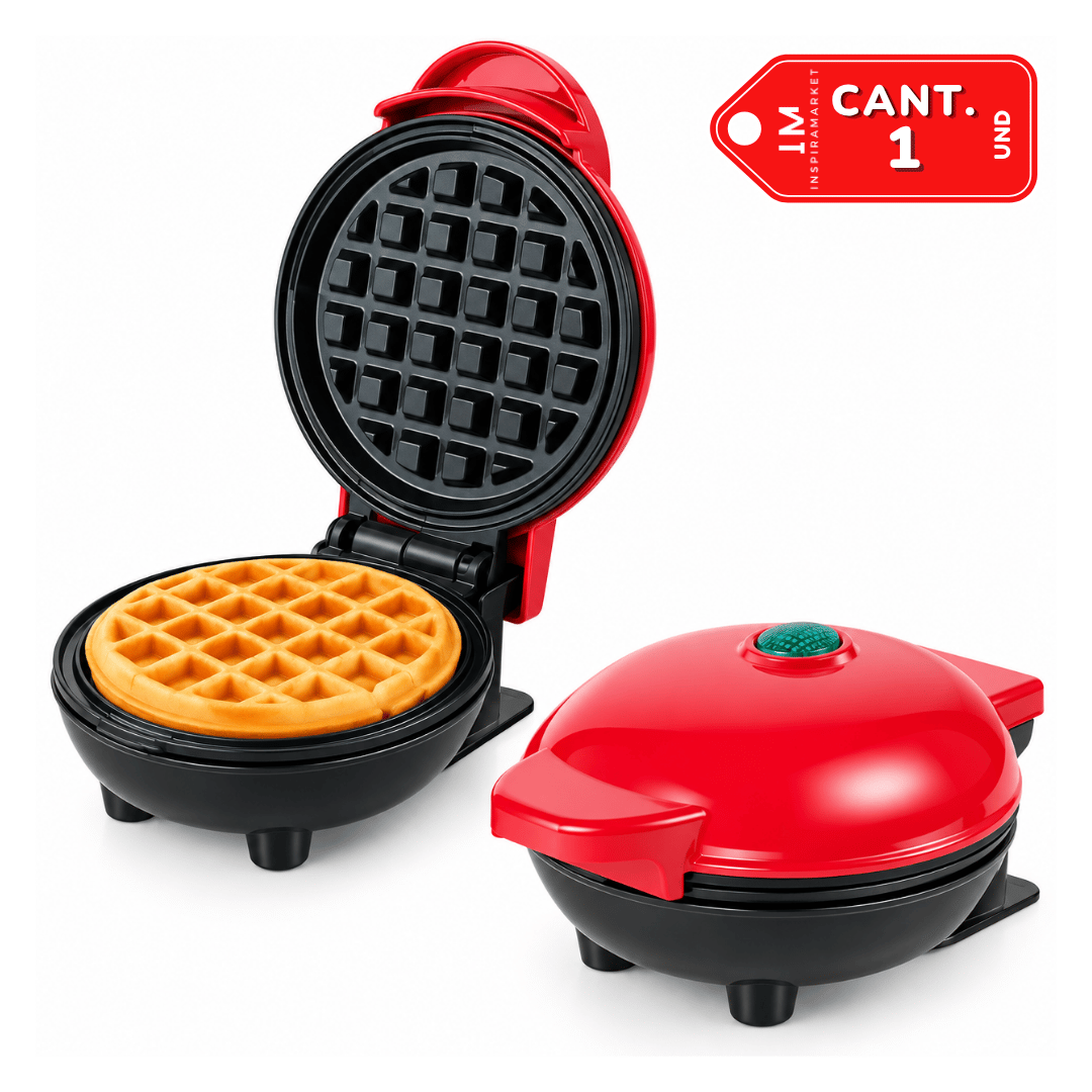 MINI WAFLERA ELÉCTRICA PARA WAFFLES REDONDOS 12 CM 16.5 X 8.5 X 12.5 CM - 1