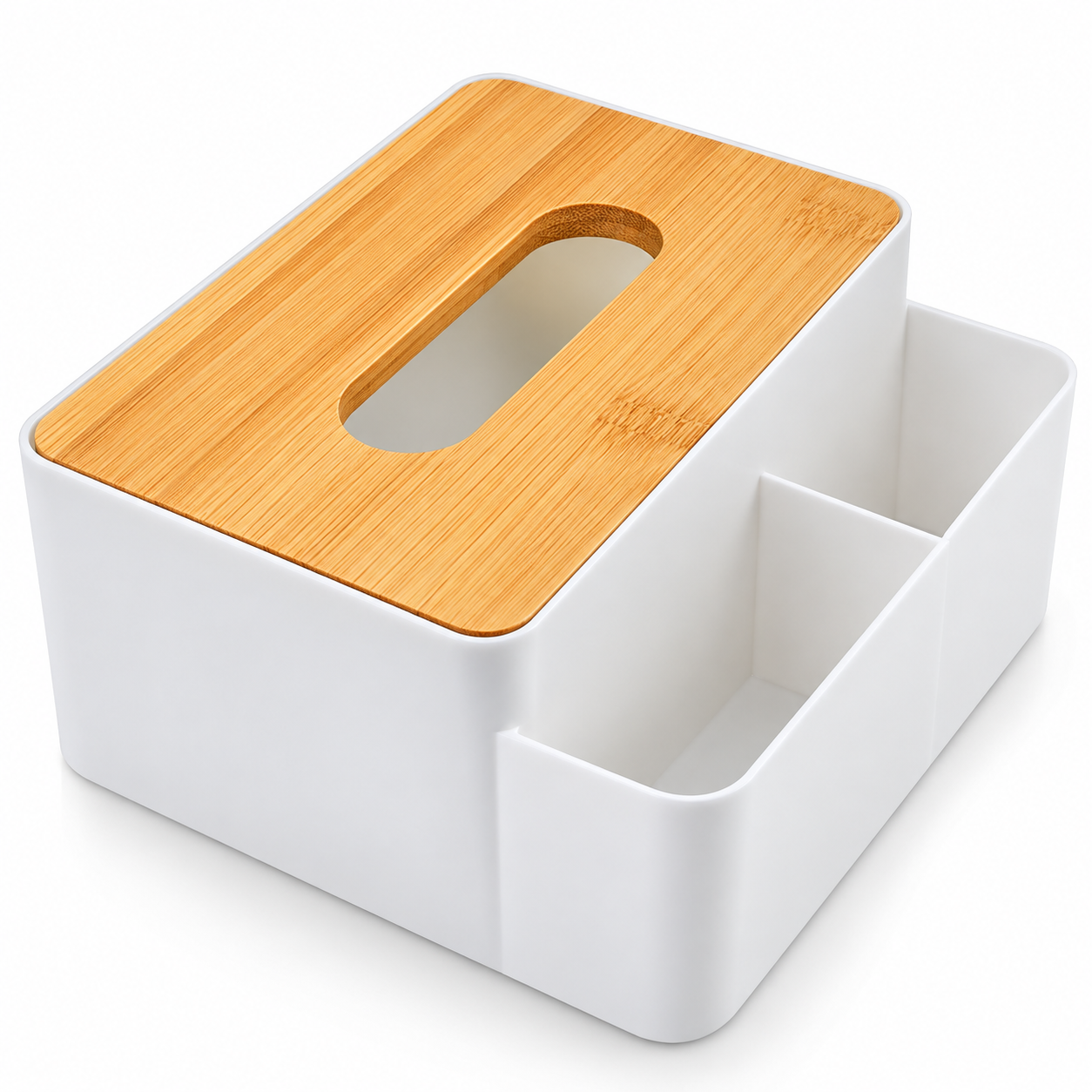 SERVILLETERO ORGANIZADOR DE MESA CON TAPA DE BAMBÚ Y COMPARTIMIENTOS PARA COCINA - 2