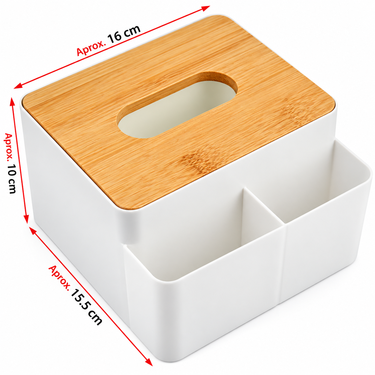 SERVILLETERO ORGANIZADOR DE MESA CON TAPA DE BAMBÚ Y COMPARTIMIENTOS PARA COCINA - 3
