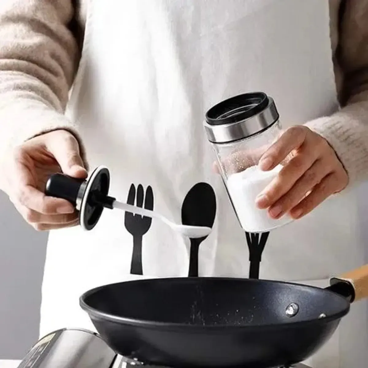 SUPER PACK X11 UTENSILIOS DE COCINA DE SILICONA + 5 CONDIMENTEROS DE VIDRIO CON ORGANIZADOR - 3