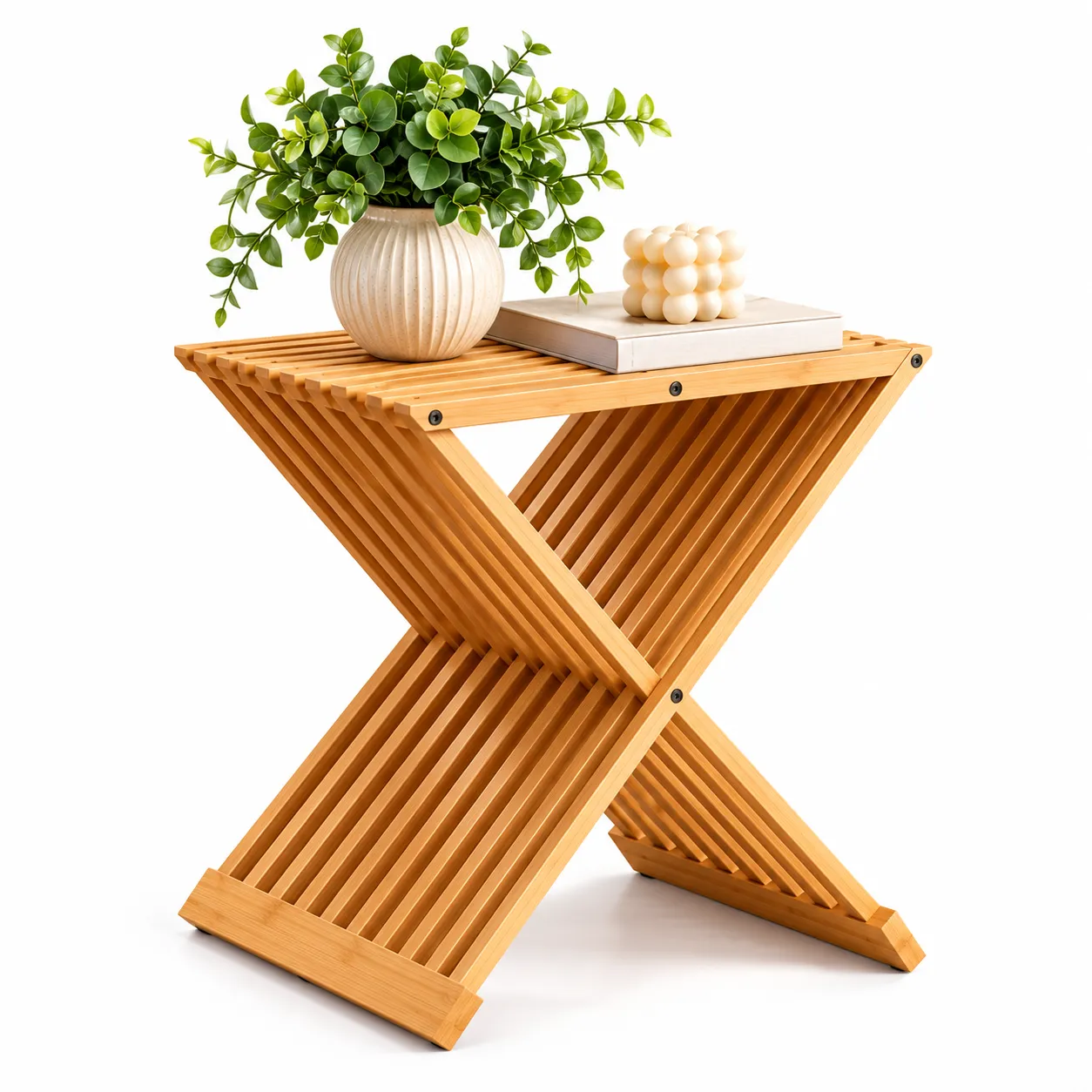 MESA DE CENTRO PLEGABLE TIPO X 44 X 40 CM PARA SALA, TERRAZA, DORMITORIO Y JARDÍN - 1