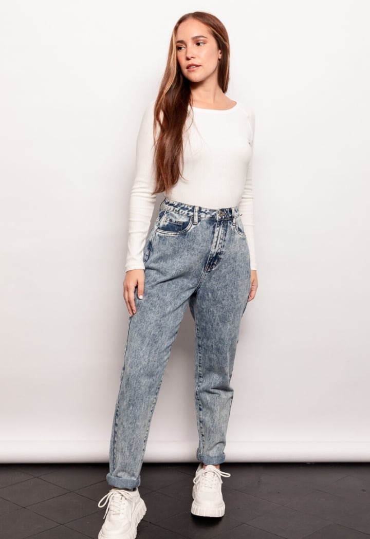 JEANS CASUAL TOBILLERO MOM MUJER GRIS PARDO PANTALÓN MON NEVADO - 2