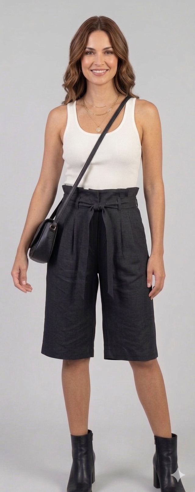 SHORT CAPRI SUELTO MUJER CHAVO NEGRO - 1