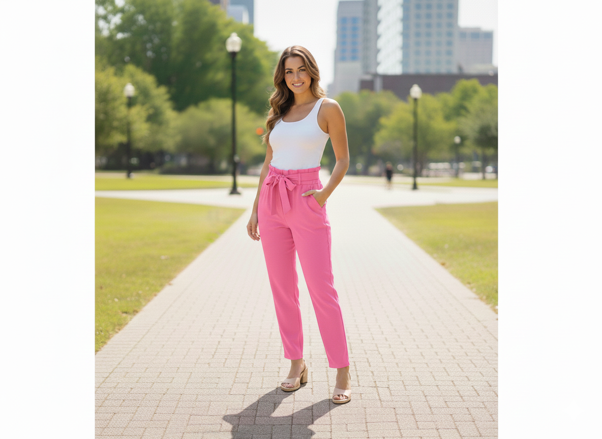 PANTALÓN CASUAL RECTO MUJER PALO ROSA CHALIS - 1