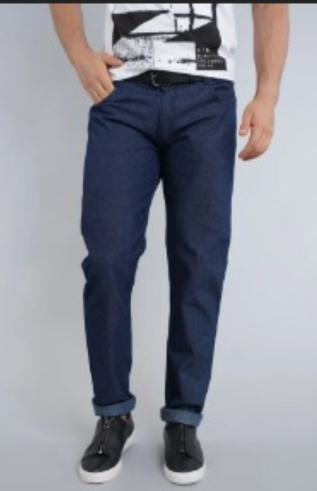 PANTALON CASUAL LARGO RECTO HOMBRE AZUL OSCURO CLASICO JEAN - 1
