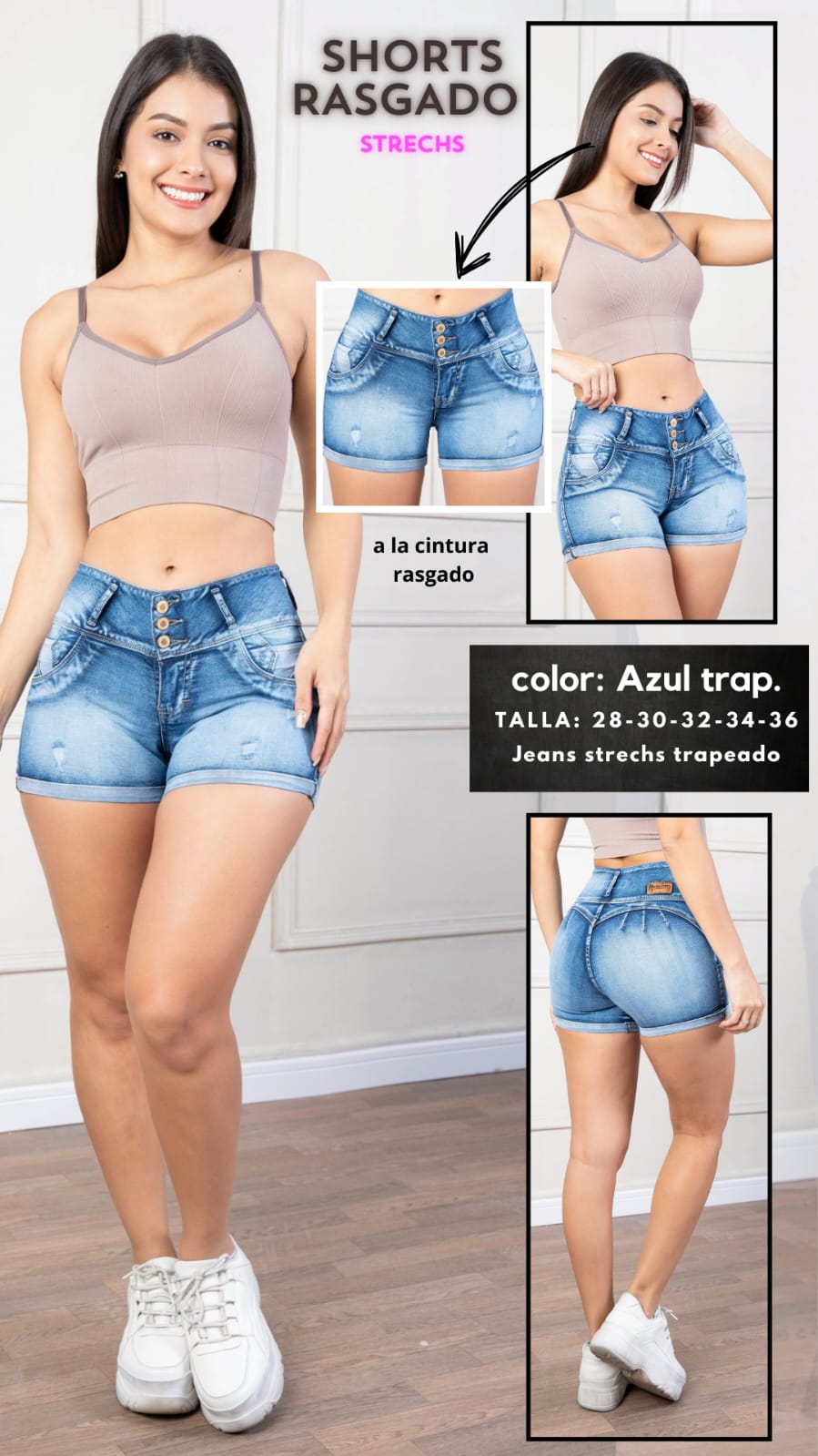 SHORT JEAN RASGADO PARA MUJER - 2