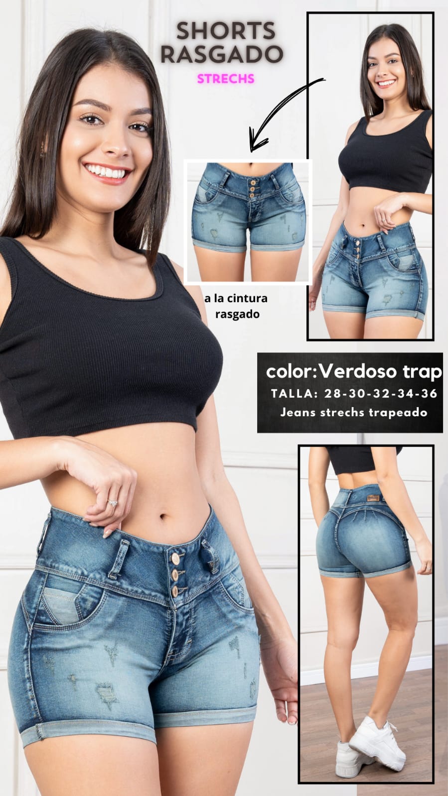SHORT JEAN RASGADO PARA MUJER - 2