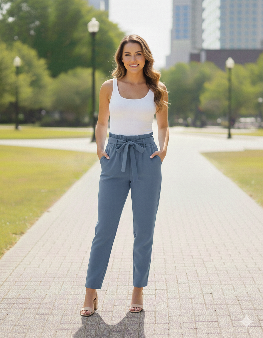 PANTALON CHALIS RECTO CELESTE ITALIANO - 1