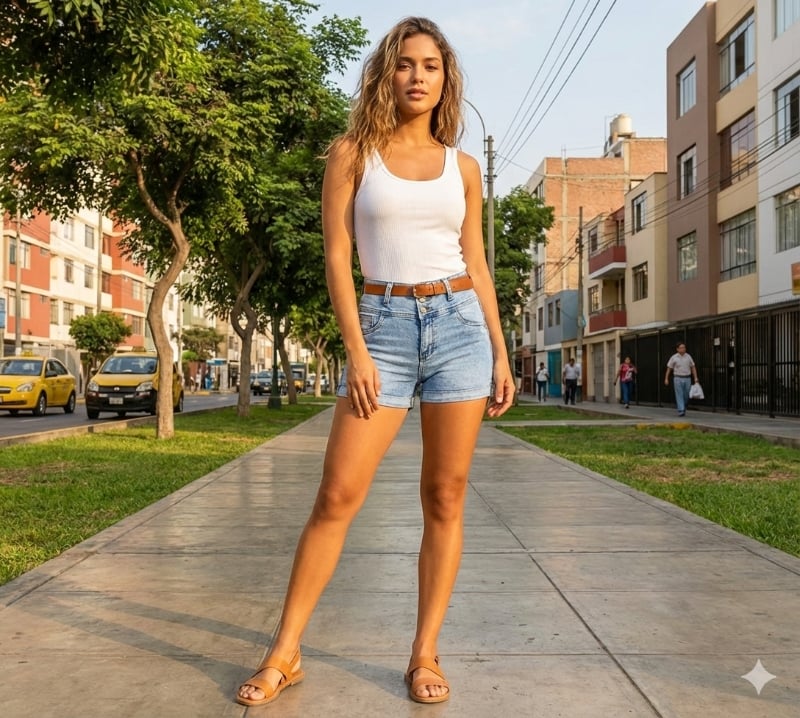 SHORT JEAN STRECH CELESTE HIELO - 1