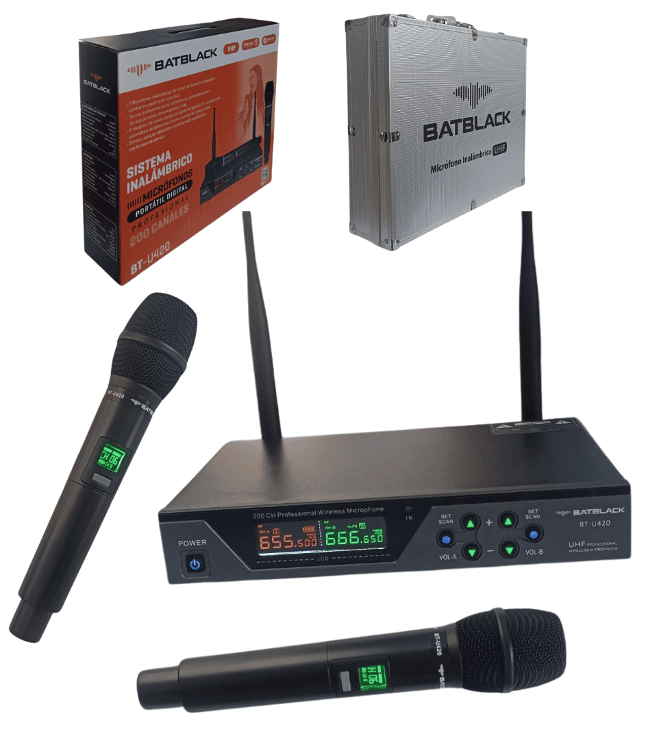 MICROFONO INALAMBRICO RECARGABLE   UHF BATBLACK BT-U420 PROFESIONAL - 4