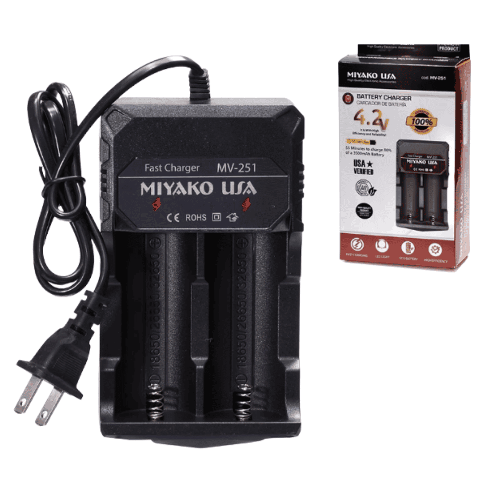 CARGADOR PARA BATERIAS ICR18650/3.7V MIYAKO MV-251 - 1