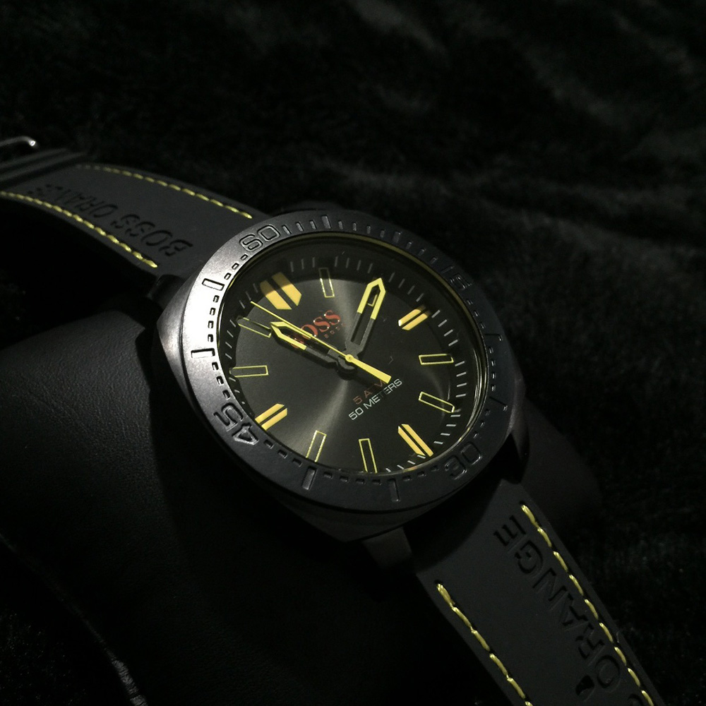 RELOJ HUGO BOSS HOMBRE HB1513249 SAO PAULO 1513249 CORREA NEGRO AMARILLO SILICONA - 3