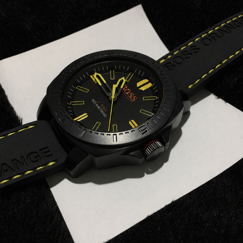 RELOJ HUGO BOSS HOMBRE HB1513249 SAO PAULO 1513249 CORREA NEGRO AMARILLO SILICONA - 4