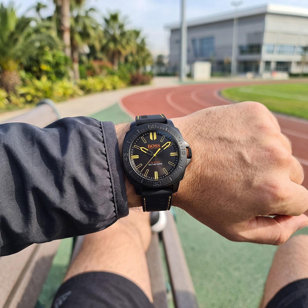 RELOJ HUGO BOSS HOMBRE HB1513249 SAO PAULO 1513249 CORREA NEGRO AMARILLO SILICONA - 5