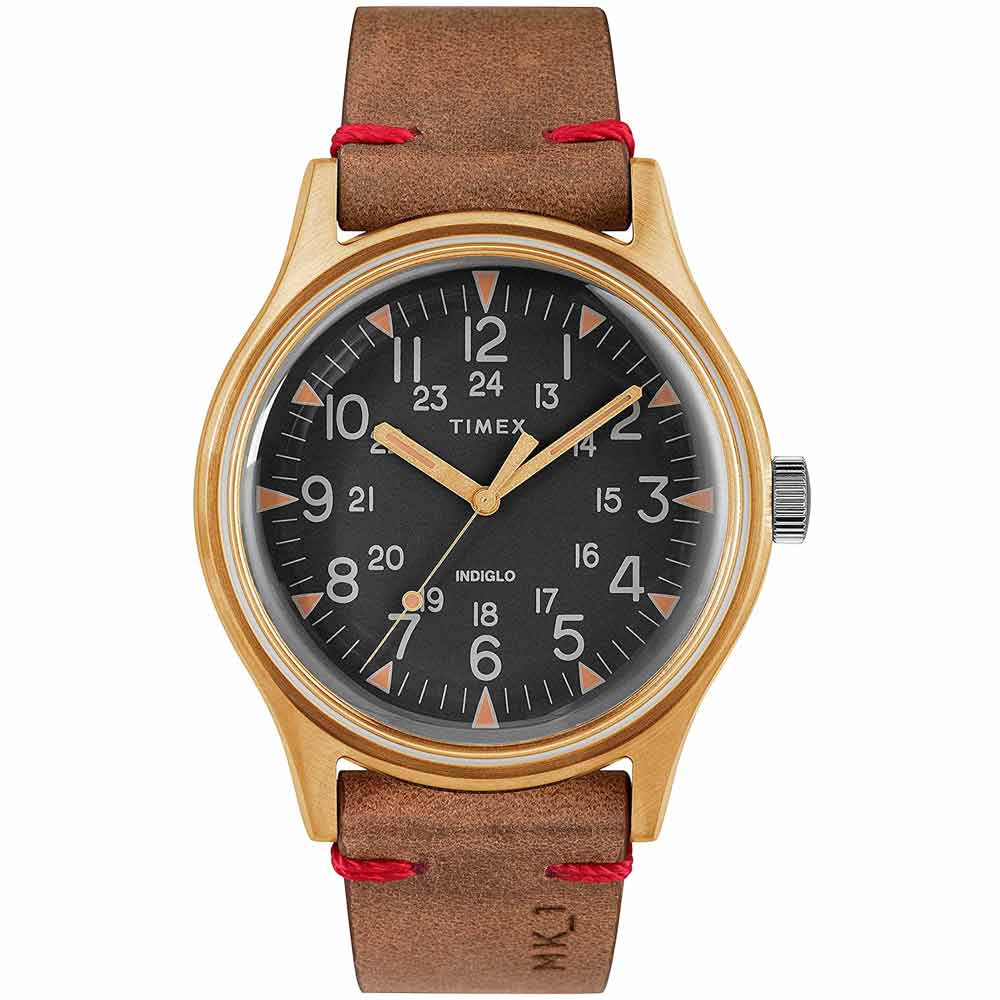 RELOJ TIMEX HOMBRE TW2R96700 MK1 LUZ FONDO INDIGLO CORREA MARRÓN DORADO CUERO - 1