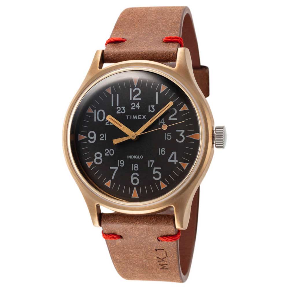 RELOJ TIMEX HOMBRE TW2R96700 MK1 LUZ FONDO INDIGLO CORREA MARRÓN DORADO CUERO - 2