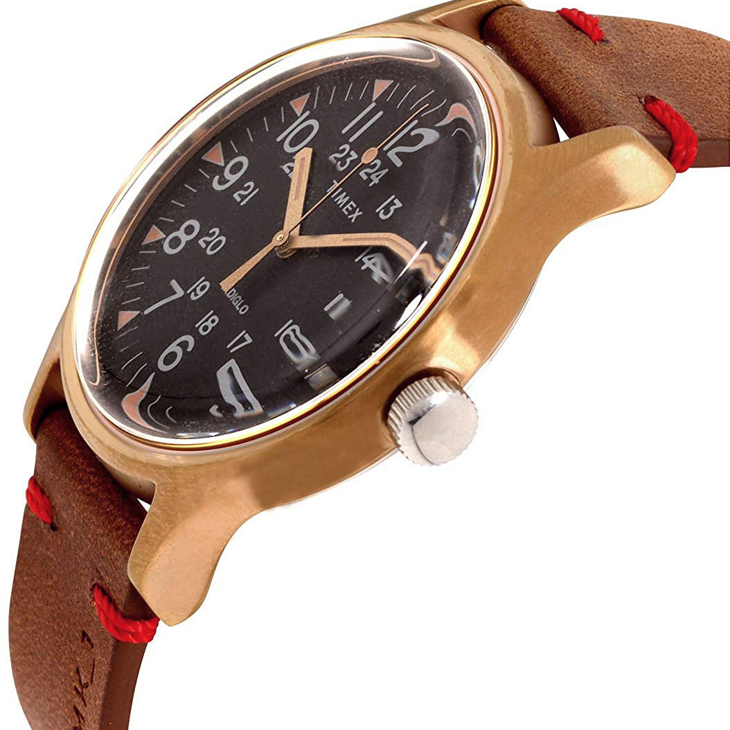 RELOJ TIMEX HOMBRE TW2R96700 MK1 LUZ FONDO INDIGLO CORREA MARRÓN DORADO CUERO - 3