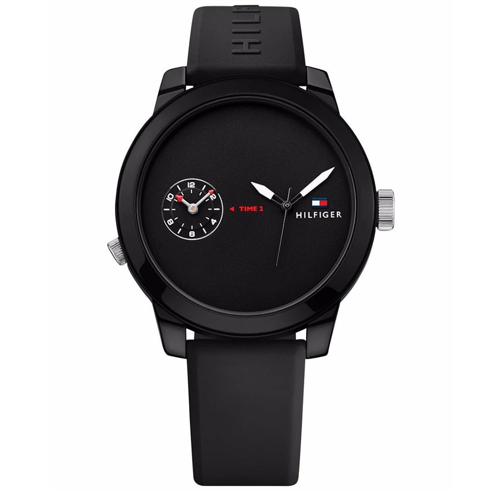 RELOJ TOMMY HILFIGER HOMBRE ANÁLOGO 1791326 DENIM HORA DUAL CORREA NEGRO SILICONA - 1