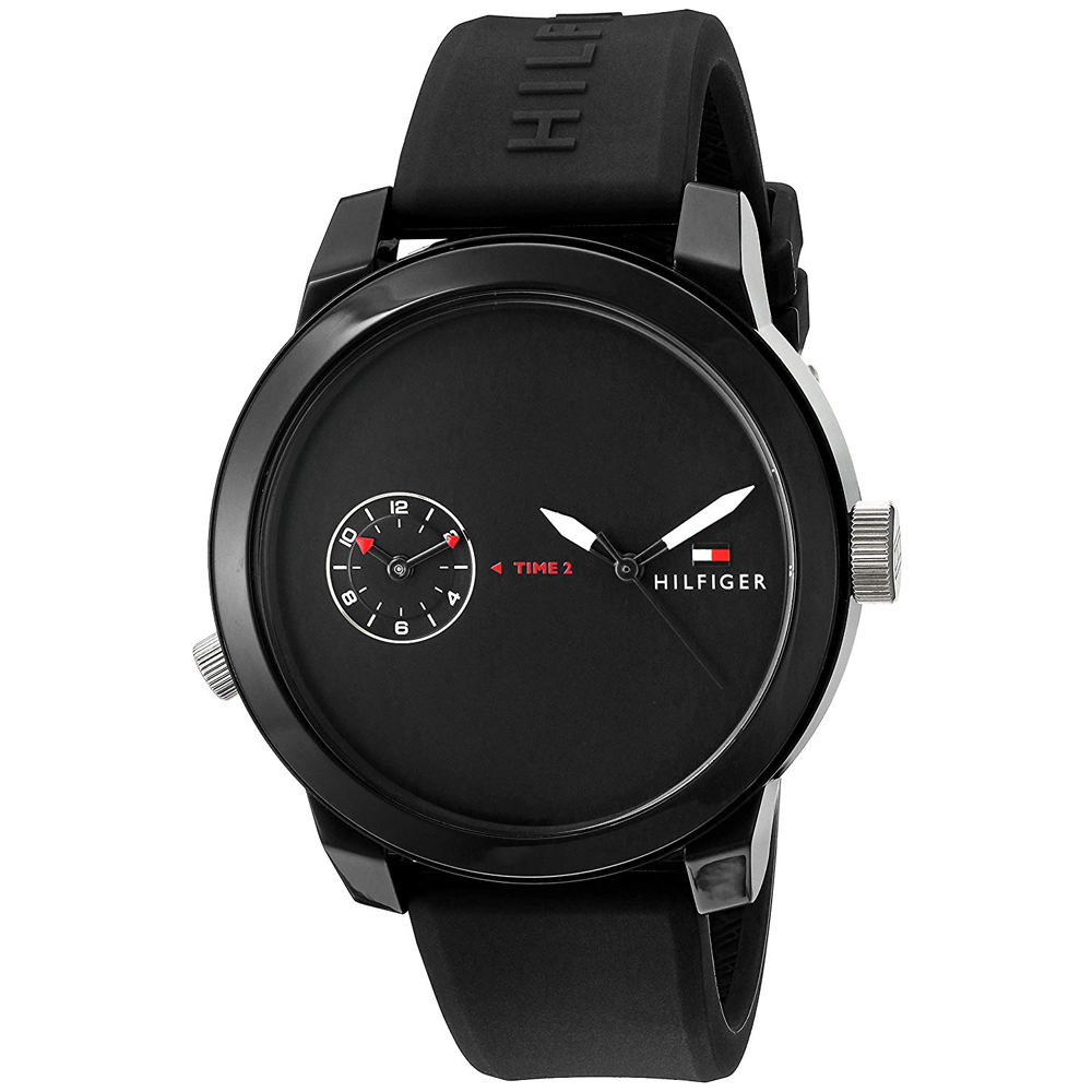 RELOJ TOMMY HILFIGER HOMBRE ANÁLOGO 1791326 DENIM HORA DUAL CORREA NEGRO SILICONA - 2