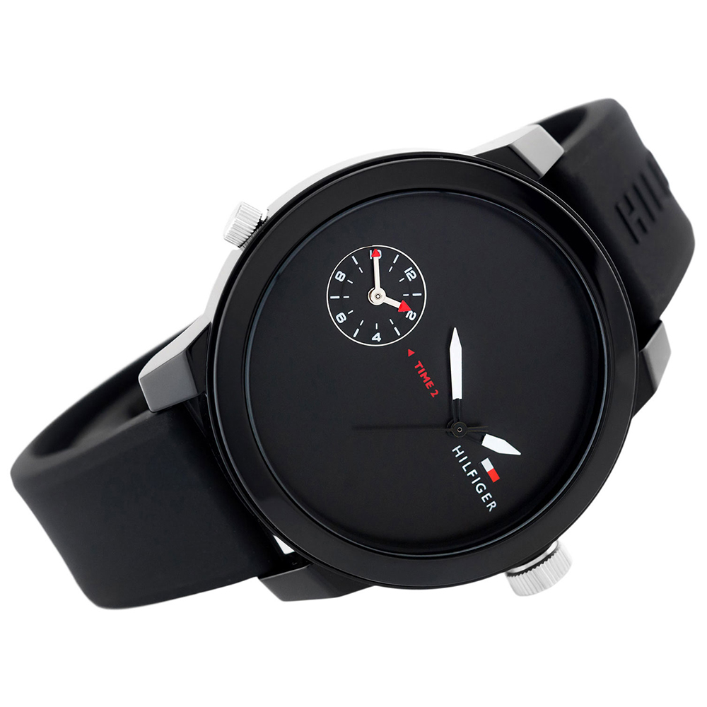 RELOJ TOMMY HILFIGER HOMBRE ANÁLOGO 1791326 DENIM HORA DUAL CORREA NEGRO SILICONA - 4