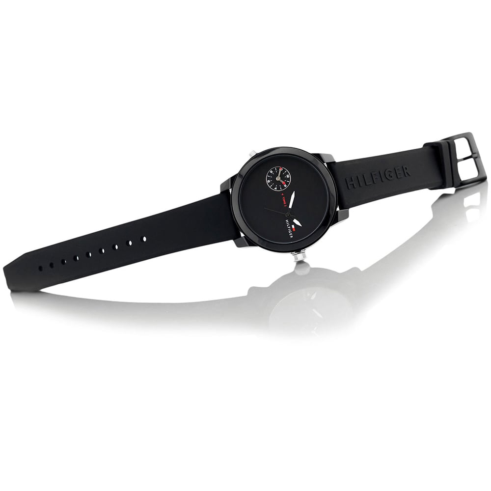 RELOJ TOMMY HILFIGER HOMBRE ANÁLOGO 1791326 DENIM HORA DUAL CORREA NEGRO SILICONA - 5