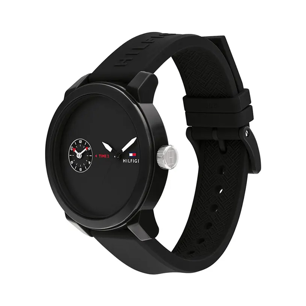 RELOJ TOMMY HILFIGER HOMBRE ANÁLOGO 1791326 DENIM HORA DUAL CORREA NEGRO SILICONA - 7
