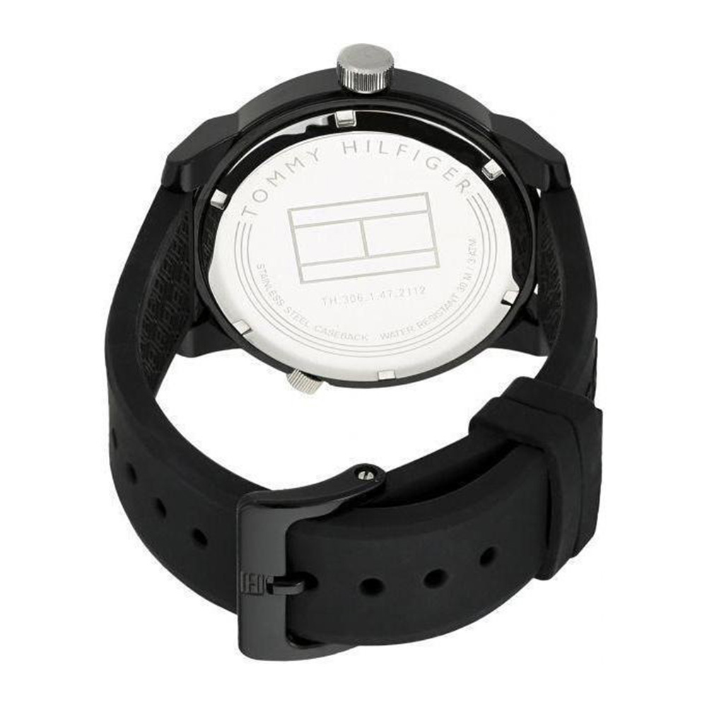 RELOJ TOMMY HILFIGER HOMBRE ANÁLOGO 1791326 DENIM HORA DUAL CORREA NEGRO SILICONA - 8