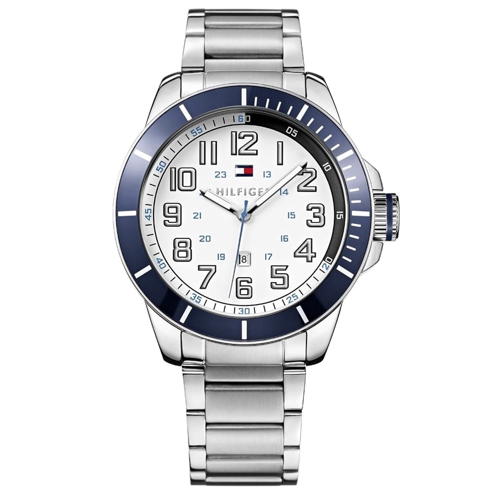 RELOJ TOMMY HILFIGER HOMBRE ANÁLOGO 1791073 FECHA PLATEADO BLANCO ACERO INOXIDABLE - 1