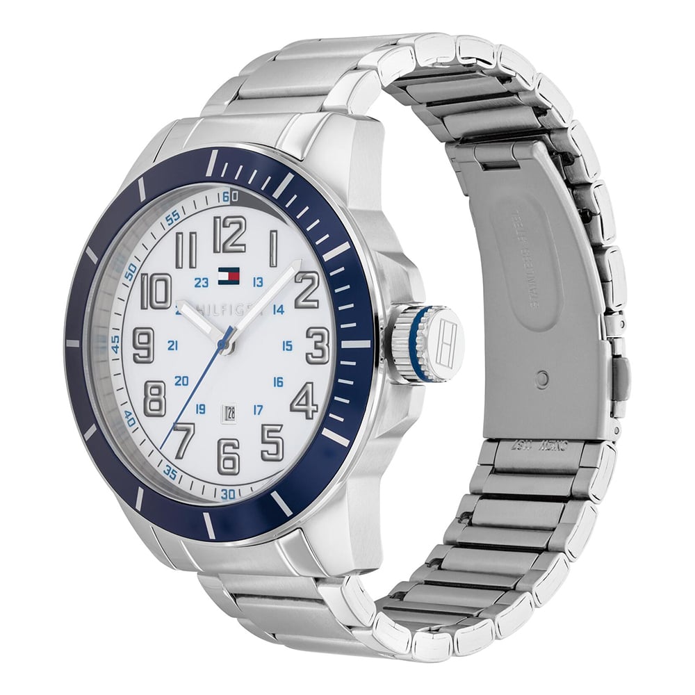 RELOJ TOMMY HILFIGER HOMBRE ANÁLOGO 1791073 FECHA PLATEADO BLANCO ACERO INOXIDABLE - 3