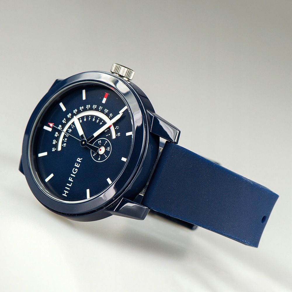 RELOJ TOMMY HILFIGER HOMBRE ANÁLOGO 1791482 DENIM 3 FECHA CORREA AZUL SILICONA - 3