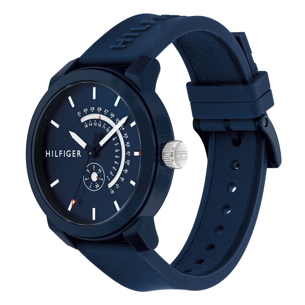 RELOJ TOMMY HILFIGER HOMBRE ANÁLOGO 1791482 DENIM 3 FECHA CORREA AZUL SILICONA - 4