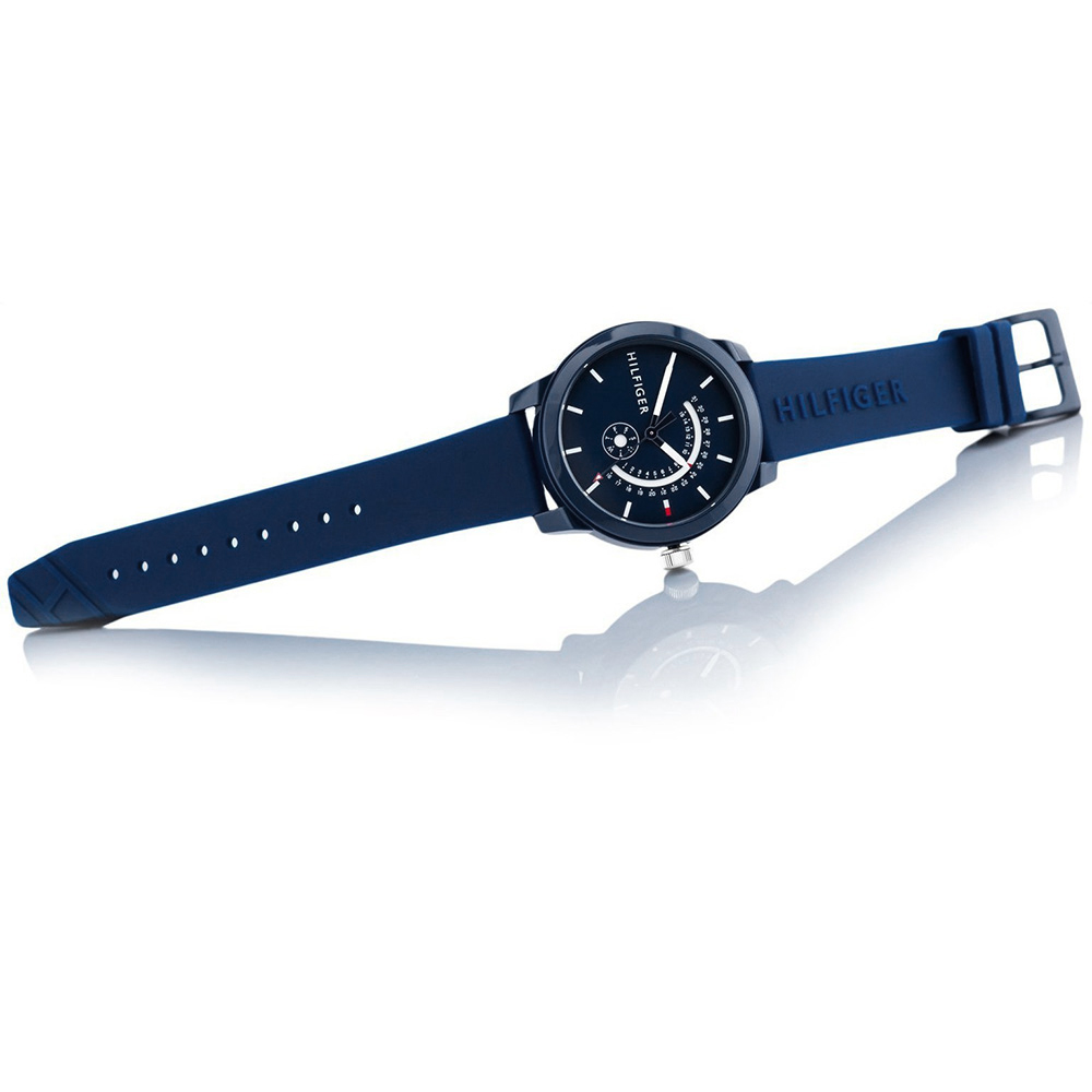 RELOJ TOMMY HILFIGER HOMBRE ANÁLOGO 1791482 DENIM 3 FECHA CORREA AZUL SILICONA - 6