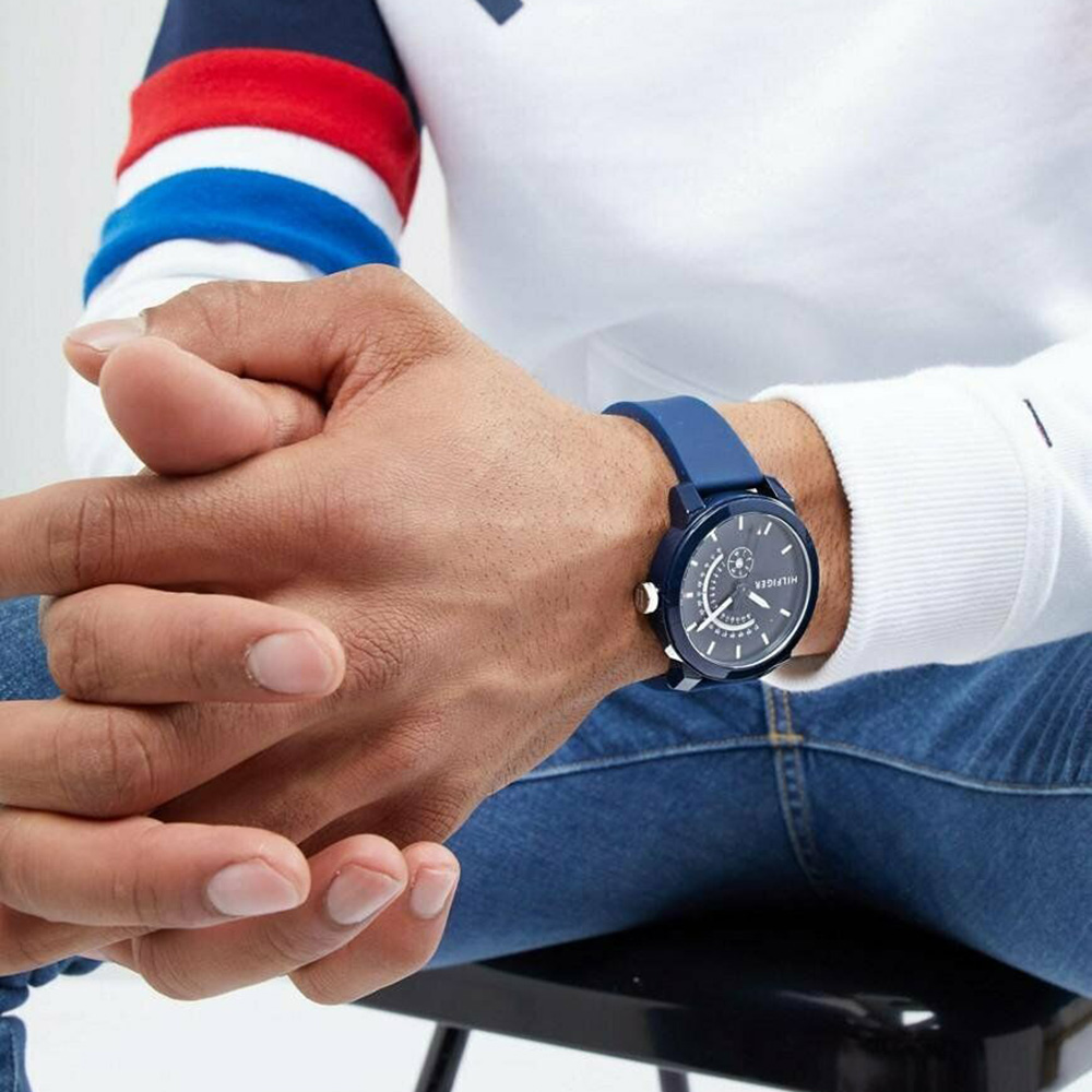 RELOJ TOMMY HILFIGER HOMBRE ANÁLOGO 1791482 DENIM 3 FECHA CORREA AZUL SILICONA - 7