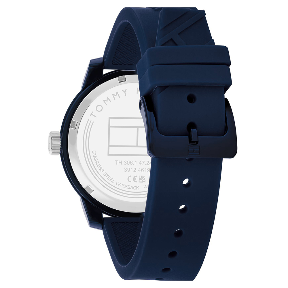 RELOJ TOMMY HILFIGER HOMBRE ANÁLOGO 1791482 DENIM 3 FECHA CORREA AZUL SILICONA - 8