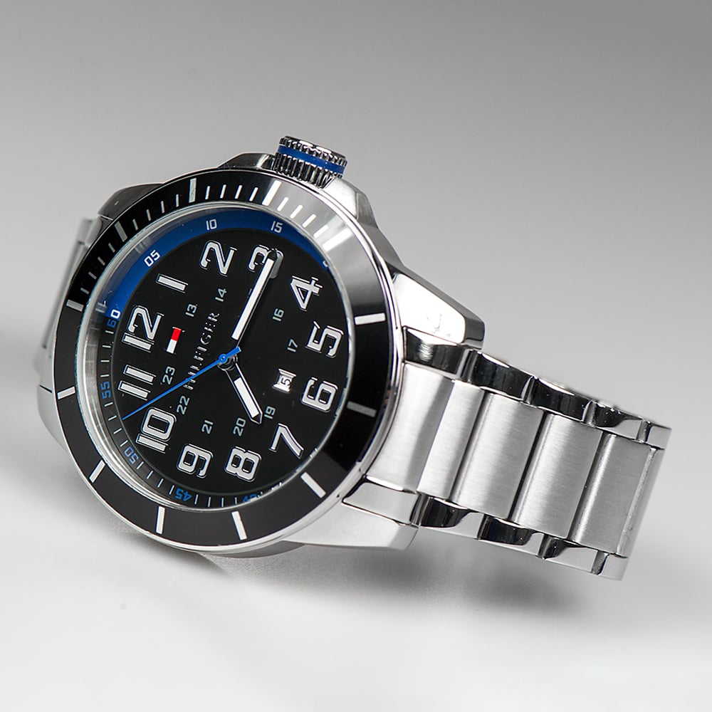 RELOJ TOMMY HILFIGER HOMBRE ANÁLOGO 1791074 FECHA PLATEADO NEGRO ACERO INOXIDABLE - 2