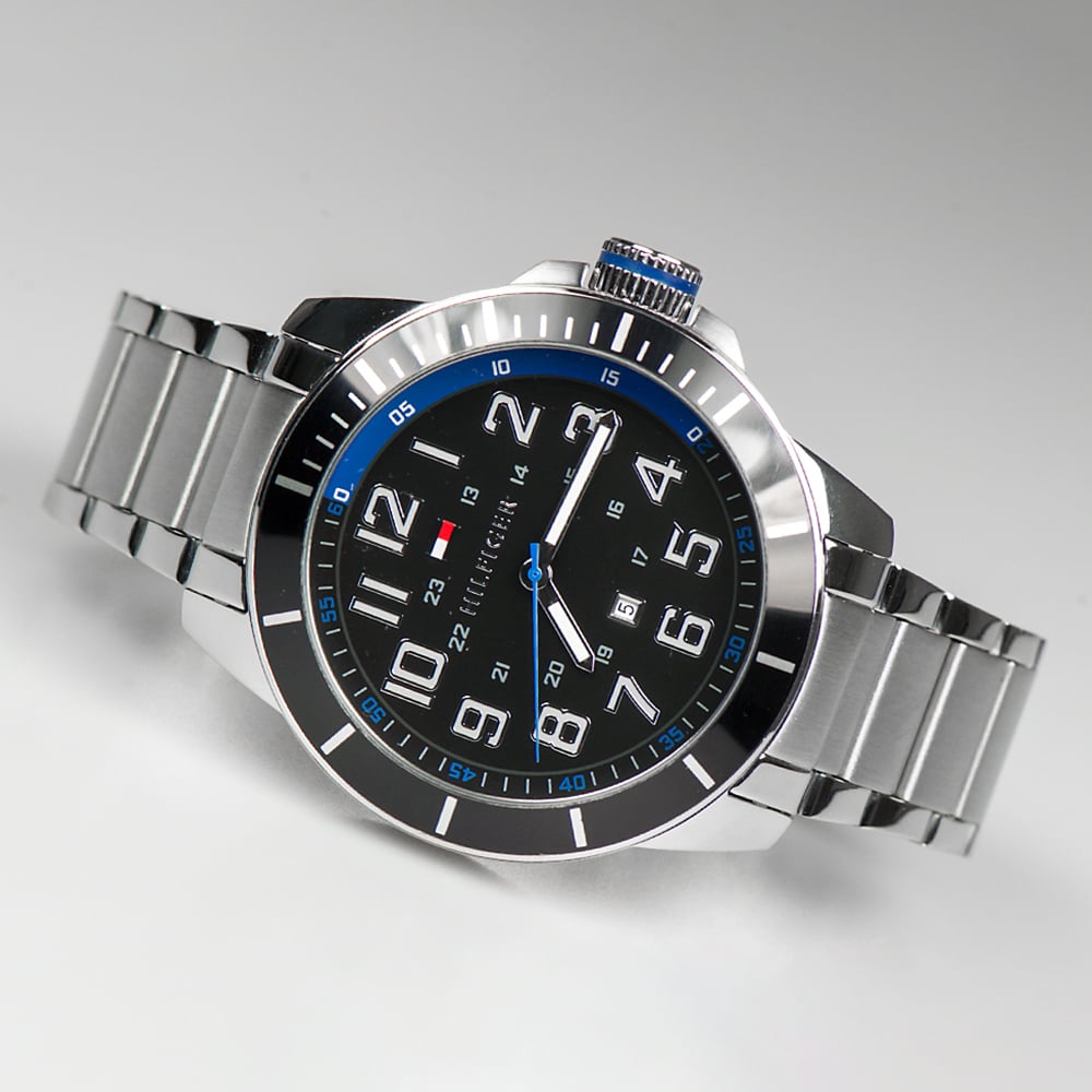 RELOJ TOMMY HILFIGER HOMBRE ANÁLOGO 1791074 FECHA PLATEADO NEGRO ACERO INOXIDABLE - 3