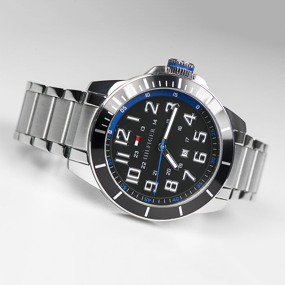 RELOJ TOMMY HILFIGER HOMBRE ANÁLOGO 1791074 FECHA PLATEADO NEGRO ACERO INOXIDABLE - 4