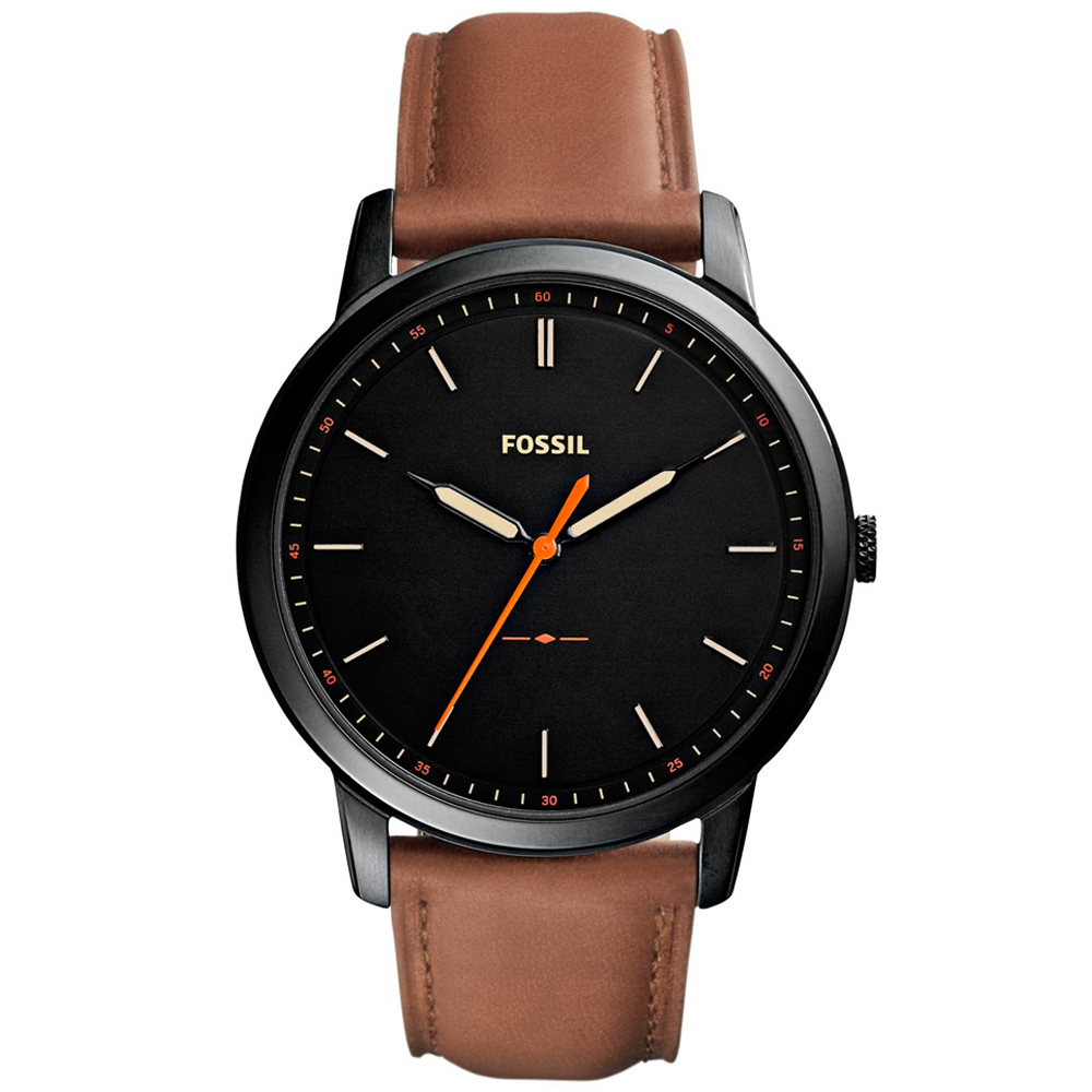 RELOJ FOSSIL HOMBRE ANÁLOGO FS5305 MINIMALIST ULTRA DELGADO CORREA MARRÓN NEGRO CUERO - 1
