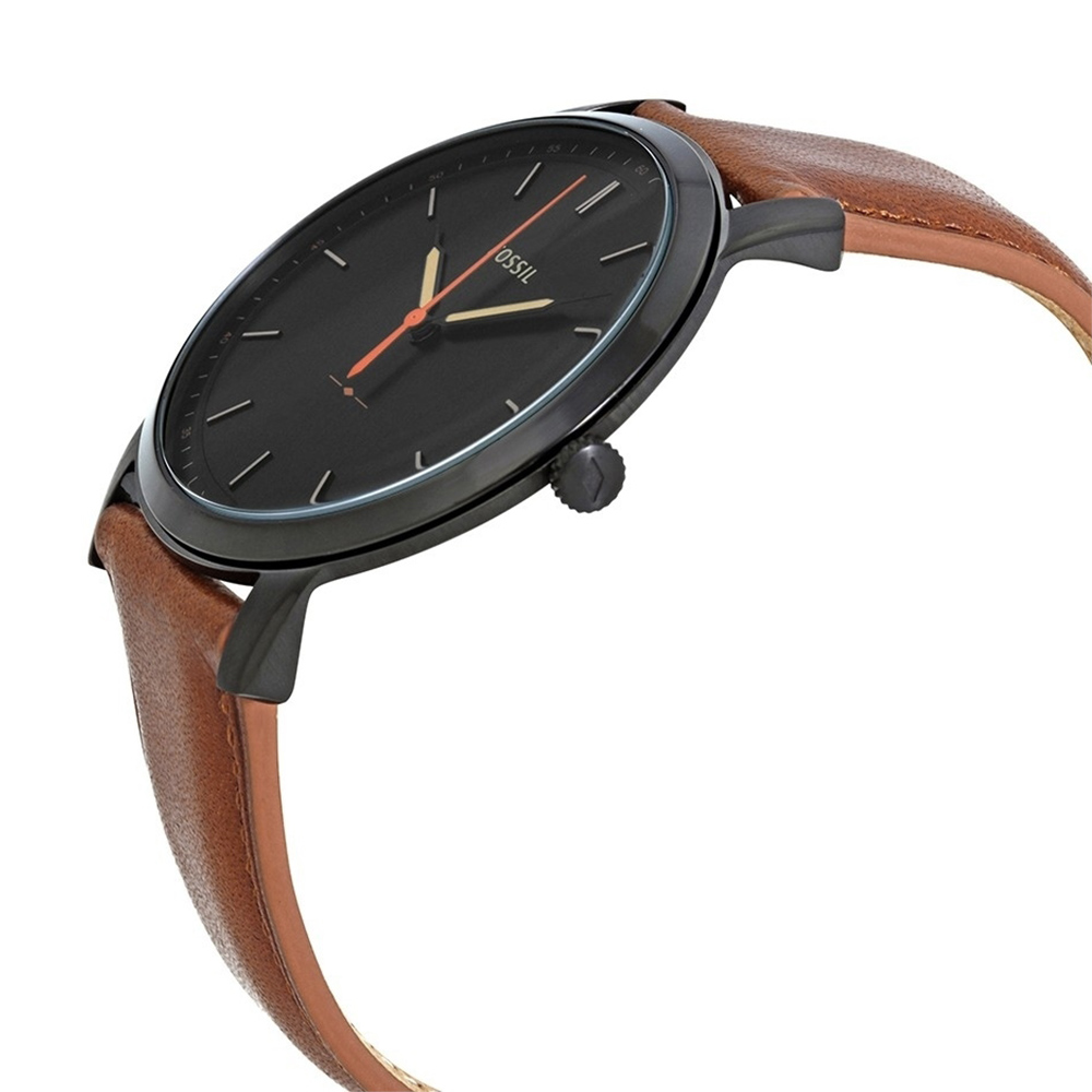 RELOJ FOSSIL HOMBRE ANÁLOGO FS5305 MINIMALIST ULTRA DELGADO CORREA MARRÓN NEGRO CUERO - 3