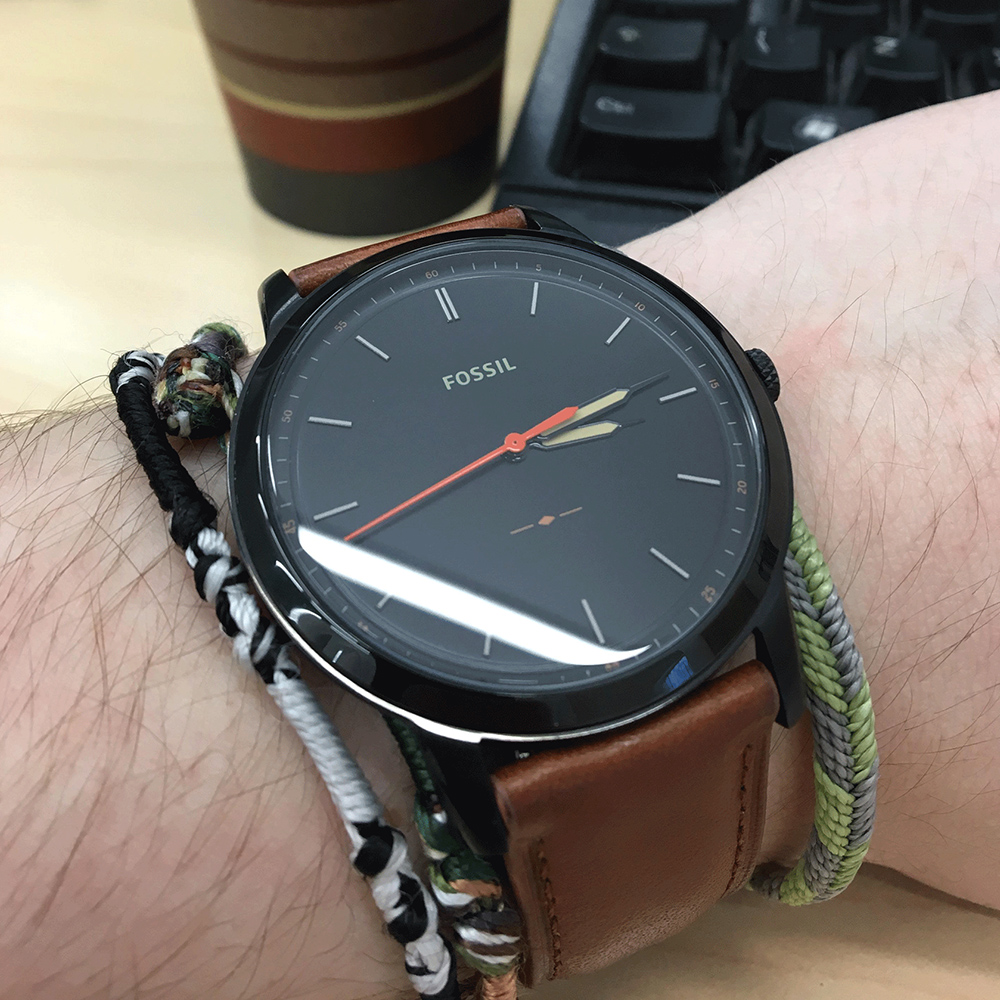 RELOJ FOSSIL HOMBRE ANÁLOGO FS5305 MINIMALIST ULTRA DELGADO CORREA MARRÓN NEGRO CUERO - 4