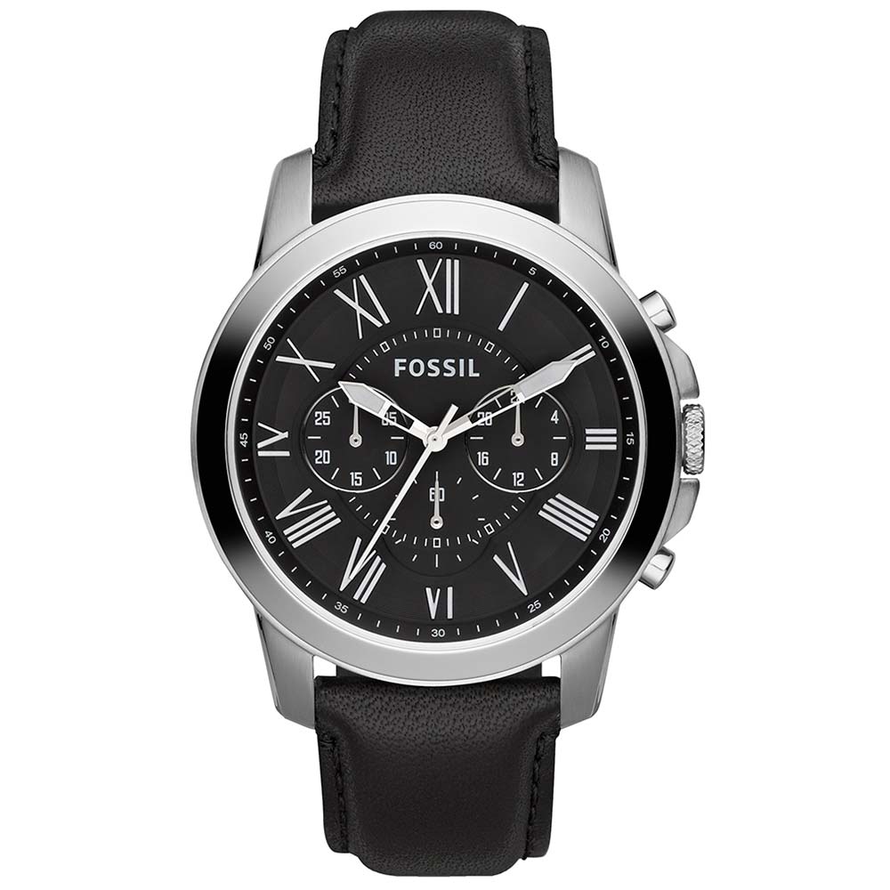 RELOJ FOSSIL HOMBRE ANÁLOGO FS4812 GRANT CRONOMETRO CORREA NEGRO CUERO ACERO INOXIDABLE - 1