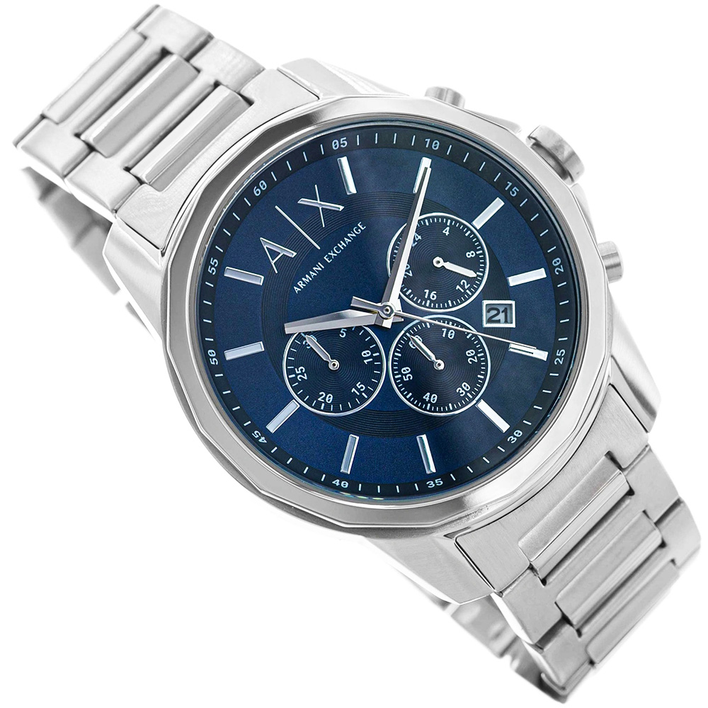 RELOJ ARMANI EXCHANGE HOMBRE ANÁLOGO AX2509 OUTERBANKS FECHA CRONÓMETRO DIAL AZUL ACERO INOXIDABLE - 6